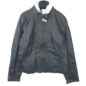 Coach Women's XL Leather Moto Jacket Black Biker Racer Cafe Motorcycle NWT